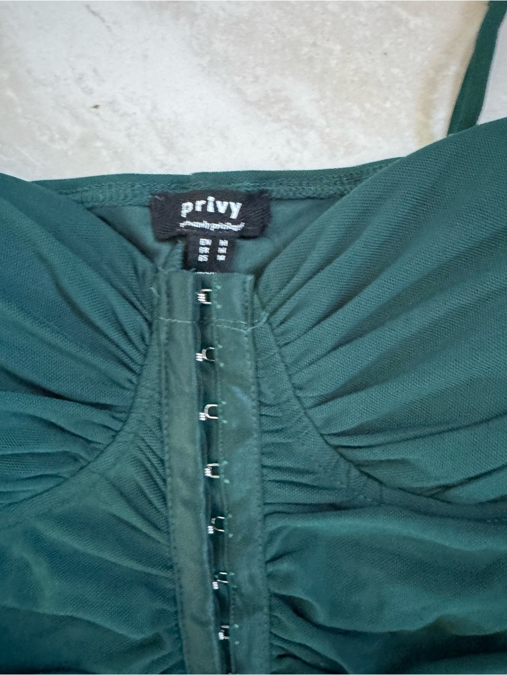 privy Deep Green Ruched Midi Dress with Front Buttons - Picture 4 of 9